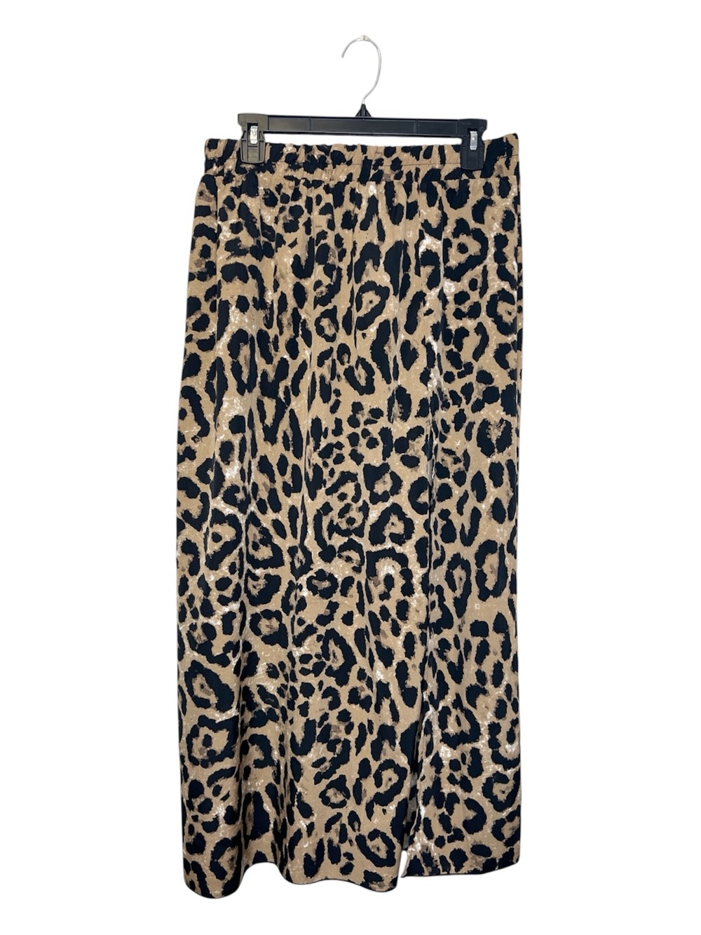 Leopard Ocelot Print Leg Slit Pull on Skirt size XL